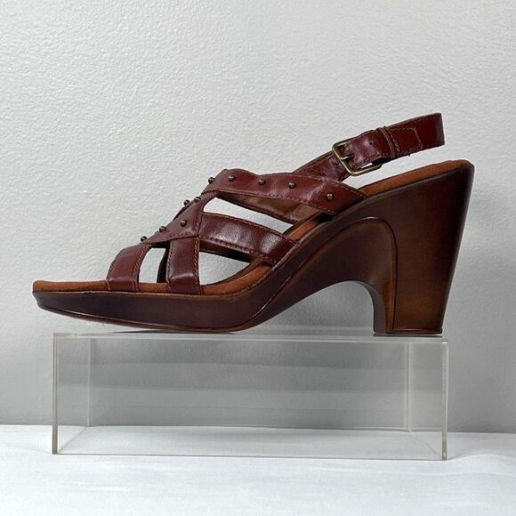 Oxblood Wedge Slingback Aerosoles Sandals Women's Size 7.5 - Picture 2 of 8
